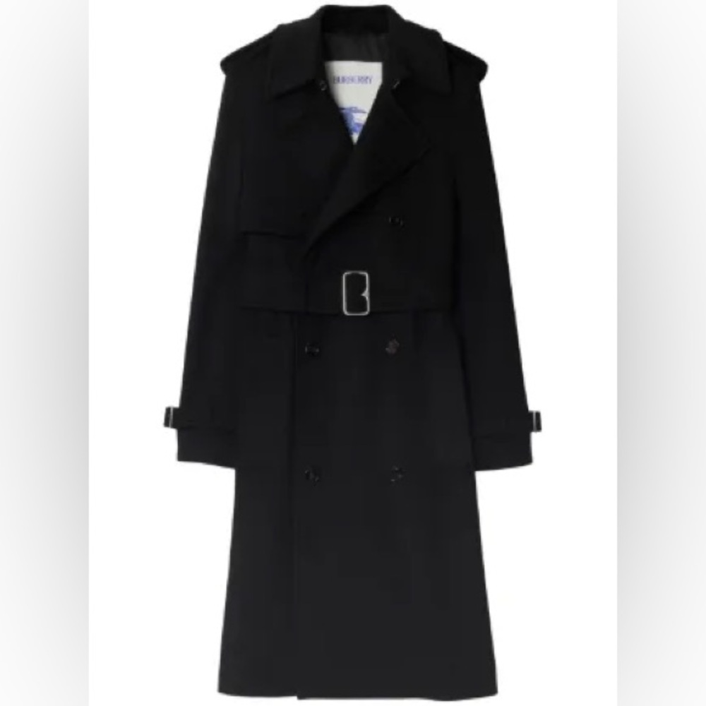 Burberry Black Double-Breasted Wool Trench Coat with Belt